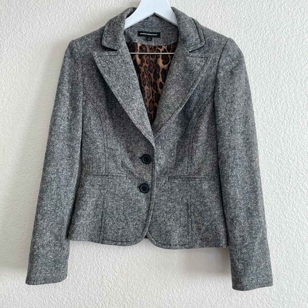 Express Design Studio Gray Wool Two Button Blazer… - image 1